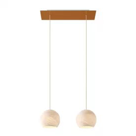    Light pendant lamp 675 mm rectangular XXL Rose-One with fabric cable and Dome XS lampshade