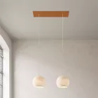 Light pendant lamp 675 mm rectangular XXL Rose-One with fabric cable and Dome XS lampshade