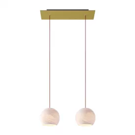    Light pendant lamp 675 mm rectangular XXL Rose-One with fabric cable and Dome XS lampshade
