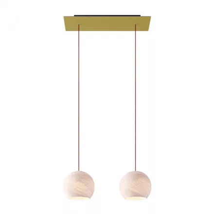  Light pendant lamp 675 mm rectangular XXL Rose-One with fabric cable and Dome XS lampshade