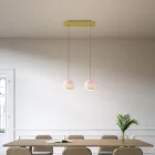  Light pendant lamp 675 mm rectangular XXL Rose-One with fabric cable and Dome XS lampshade