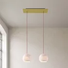  Light pendant lamp 675 mm rectangular XXL Rose-One with fabric cable and Dome XS lampshade