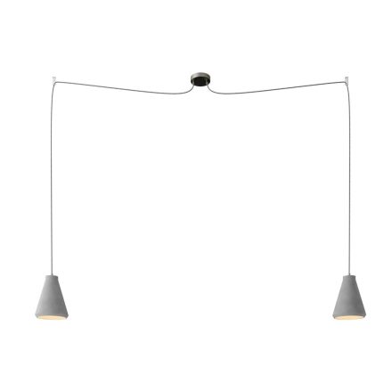 Spider – 2-light multifunctional pendant lamp Made in Italy with fabric cables and concrete lampshade