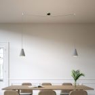 Spider – 2-light multifunctional pendant lamp Made in Italy with fabric cables and concrete lampshade