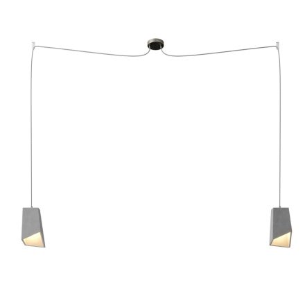 Spider – 2-light multifunctional pendant lamp Made in Italy with fabric cables and concrete lampshade