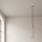 3-light pendant lamp with 200 mm round Rose-One, fabric cable and concrete finish