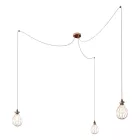 Spider - 3-light multifunctional pendant lamp Made in Italy with fabric cables and Drop lampshade