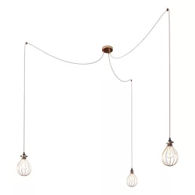   Spider - 3-light multifunctional pendant lamp Made in Italy with fabric cables and Drop lampshade