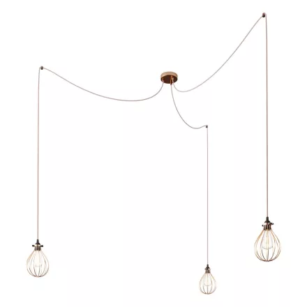 Spider - 3-light multifunctional pendant lamp Made in Italy with fabric cables and Drop lampshade