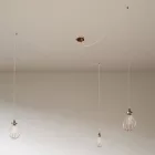 Spider - 3-light multifunctional pendant lamp Made in Italy with fabric cables and Drop lampshade
