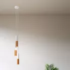 3-light multifunctional pendant lamp with fabric cables and Double Tub-E14 metal lampshade