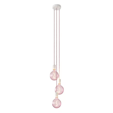 3-light multifunctional pendant lamp with fabric cables and metal surfaces
