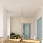 3-light multifunctional pendant lamp with fabric cables and metal surfaces