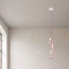 3-light multifunctional pendant lamp with fabric cables and metal surfaces