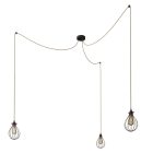 Spider - 3-light multifunctional pendant lamp Made in Italy with fabric cables and Drop lampshade