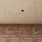 Spider - 3-light multifunctional pendant lamp Made in Italy with fabric cables and Drop lampshade