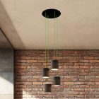 4-light pendant lamp with 400 mm round XXL Rose-One, fabric cable and fabric cylindrical lampshade