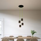 4-light pendant lamp with 400 mm round XXL Rose-One, fabric cable and fabric cylindrical lampshade