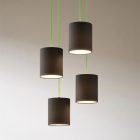 4-light pendant lamp with 400 mm round XXL Rose-One, fabric cable and fabric cylindrical lampshade