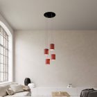 4-light pendant lamp with 400 mm round XXL Rose-One, fabric cable and fabric cylindrical lampshade