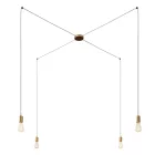 Spider - 4-light multifunctional pendant lamp Made in Italy with fabric cables and metal coating