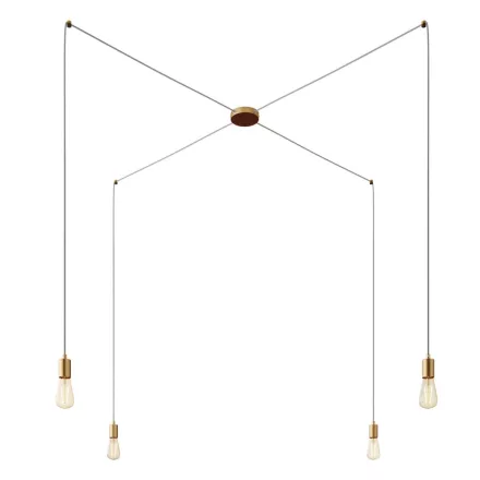 Spider - 4-light multifunctional pendant lamp Made in Italy with fabric cables and metal coating