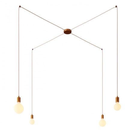  Spider - 4-light, multi-suspended lamp made in Italy with fabric cable and metal surface