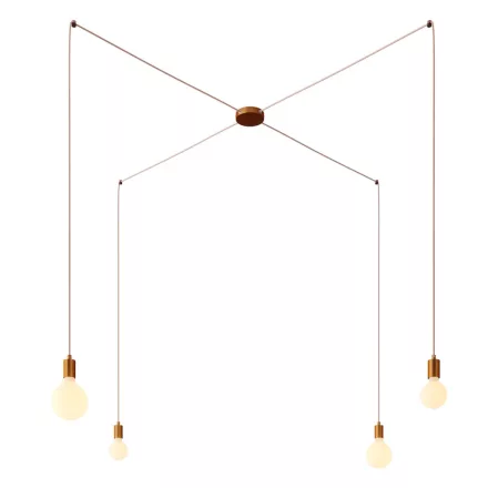 Spider - 4-light multifunctional pendant lamp Made in Italy with fabric cables and metal coating