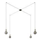 Spider - 4-light multifunctional pendant lamp Made in Italy with fabric cables and metal coating