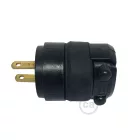 Black rubberized two-pole plug for light strings