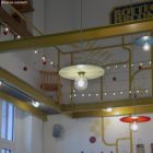  UFO COLOR, lacquered wood lampshade red