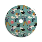 UFO wooden lampshade Special edition Italian illustrators, double-sided - 33 cm diameter