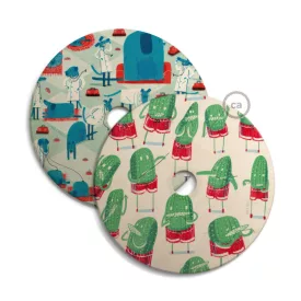   UFO wooden lampshade Special edition Italian illustrators, double-sided - 33 cm diameter