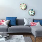 UFO wooden lampshade Special edition Italian illustrators, double-sided - 33 cm diameter