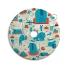 UFO wooden lampshade Special edition Italian illustrators, double-sided - 33 cm diameter
