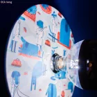 UFO wooden lampshade Special edition Italian illustrators, double-sided - 33 cm diameter