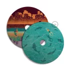 UFO wooden lampshade Special edition Italian illustrators, double-sided - 33 cm diameter