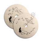 UFO wooden lampshade Special edition Italian illustrators, double-sided - 33 cm diameter