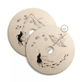   UFO wooden lampshade Special edition Italian illustrators, double-sided - 33 cm diameter
