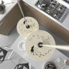 UFO wooden lampshade Special edition Italian illustrators, double-sided - 33 cm diameter