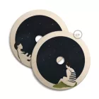 UFO wooden lampshade Special edition Italian illustrators, double-sided - 33 cm diameter