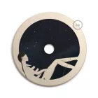 UFO wooden lampshade Special edition Italian illustrators, double-sided - 33 cm diameter