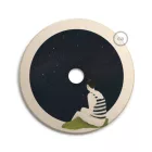 UFO wooden lampshade Special edition Italian illustrators, double-sided - 33 cm diameter