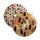 UFO wooden lampshade Special edition Italian illustrators, double-sided - 33 cm diameter