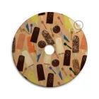 UFO wooden lampshade Special edition Italian illustrators, double-sided - 33 cm diameter