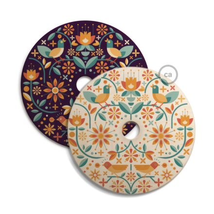 UFO wooden lampshade Special edition Italian illustrators, double-sided - 33 cm diameter