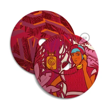 UFO wooden lampshade Special edition Italian illustrators, double-sided - 33 cm diameter