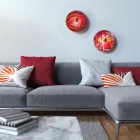 UFO wooden lampshade Special edition Italian illustrators, double-sided - 33 cm diameter