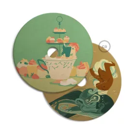   UFO wooden lampshade Special edition Italian illustrators, double-sided - 33 cm diameter