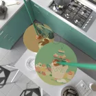 UFO wooden lampshade Special edition Italian illustrators, double-sided - 33 cm diameter